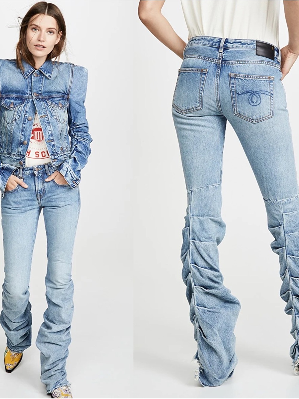 R13 Shirred Stacked Jeans 30
